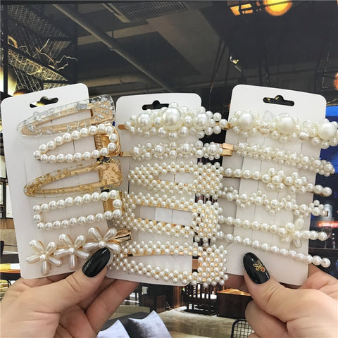 Women Handmade Pearls Hair Clips