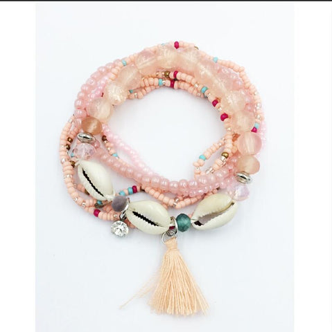 Bohemia  Beaded Shell Bracelet Set