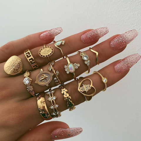 Women Vintage Boho  Figure Rings Sets
