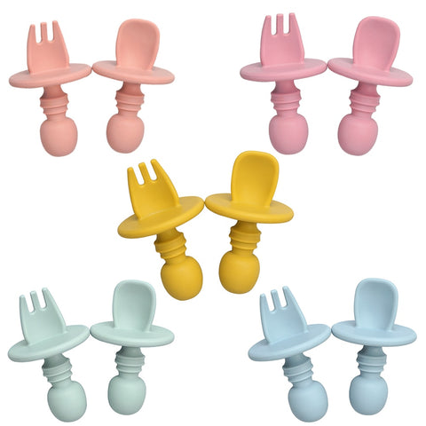 Baby Infant Mini Silicone Fork Spoon