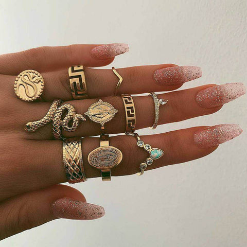 Women Vintage Boho  Figure Rings Sets