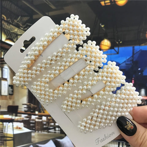 Women Handmade Pearls Hair Clips