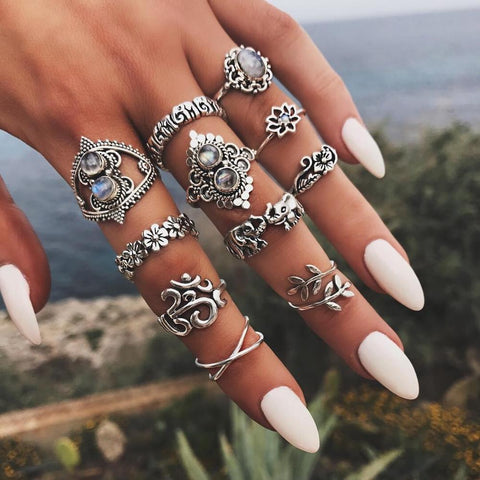 Women Vintage Boho  Figure Rings Sets