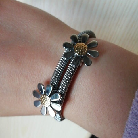 Women Stainless Steel Elastic Flower Bracelets