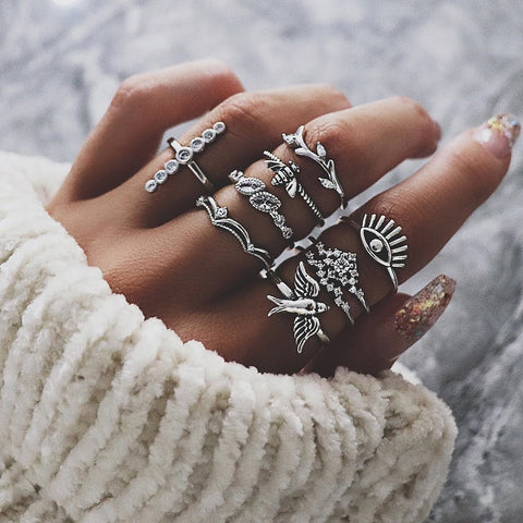 Women Vintage Boho  Figure Rings Sets