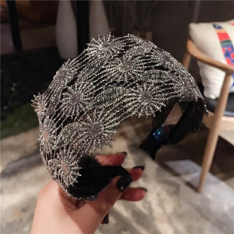Women Embroidery Flower Wide Headbands