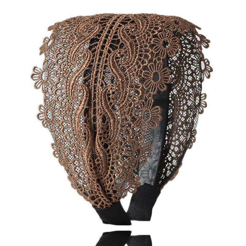 Women Embroidery Flower Wide Headbands