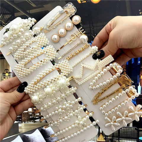 Women Handmade Pearls Hair Clips