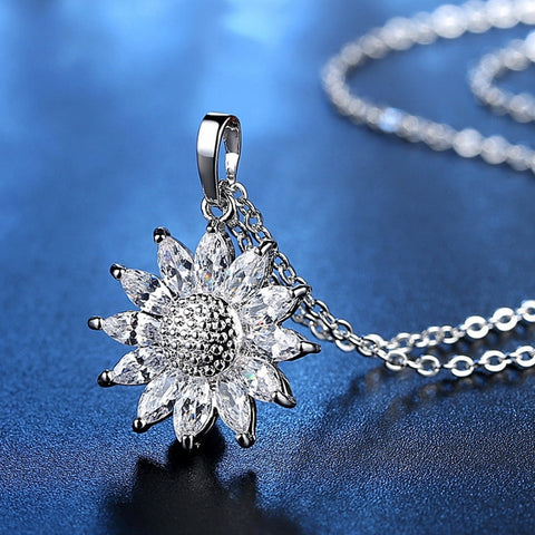 Women Men Sunflower Pendant  Necklaces