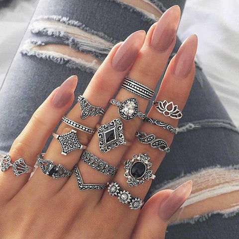 Women Vintage Boho  Figure Rings Sets