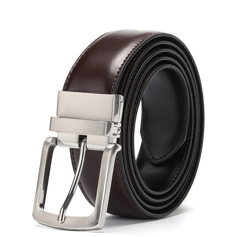 Men Leather Reversible Buckle Belt