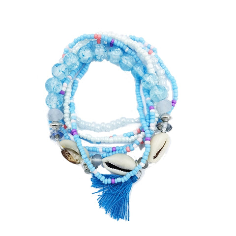 Bohemia  Beaded Shell Bracelet Set