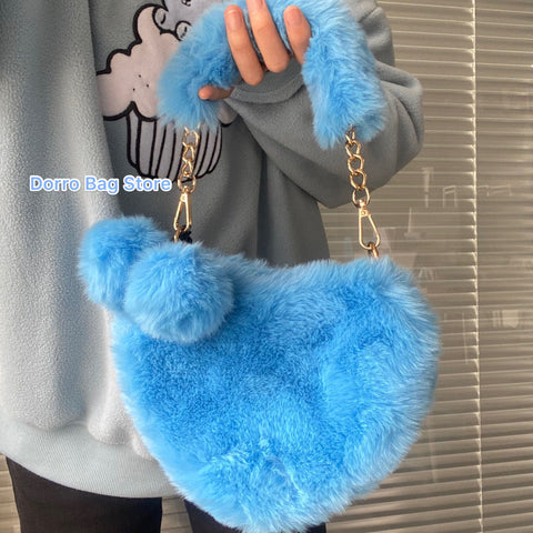Women Faux Fur Winter Handbags