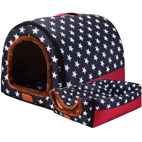 Cat Print Stars House Bed