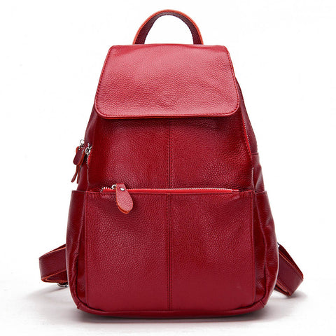 Women Genuine Leather Large Backpack