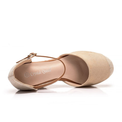 Women Crystal Suede Wedges Sandals