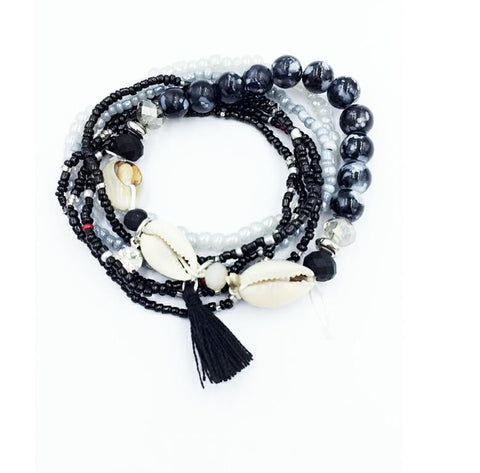 Bohemia  Beaded Shell Bracelet Set