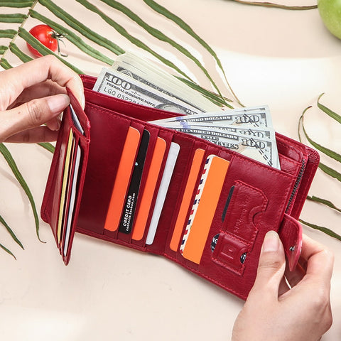 Women Men Genuine Leather Wallets