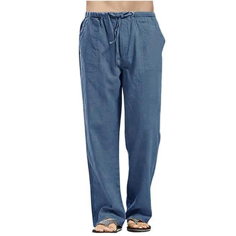 Men Solid Color Linen Pants