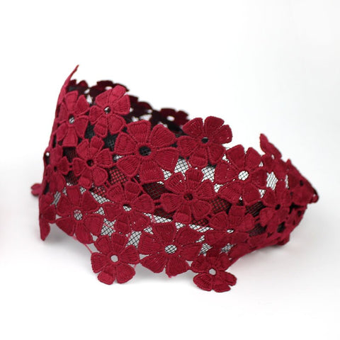 Women Embroidery Flower Wide Headbands