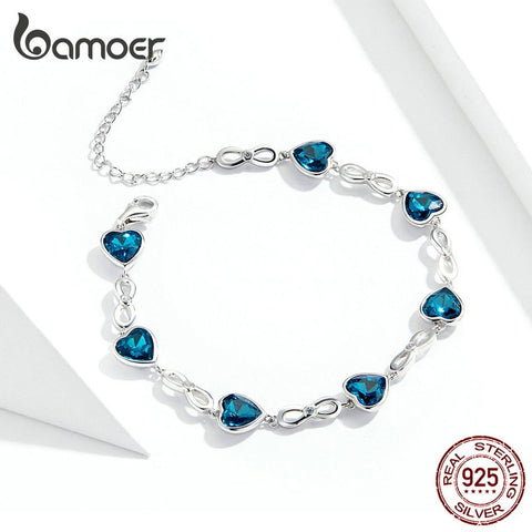 Women Blue Heart Chain Bracelet