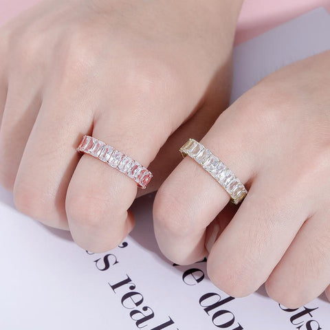 Square CZ  Iced Out Micro Pave Rings