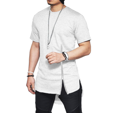 Men Short Sleeve zipper tshirt