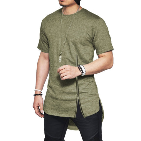 Men Short Sleeve zipper tshirt