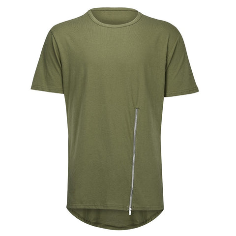 Men Short Sleeve zipper tshirt