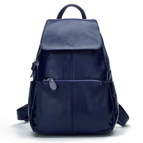 Women Genuine Leather Large Backpack