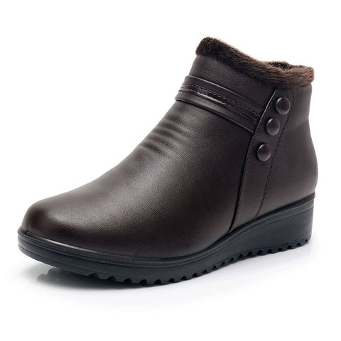 Women Leather Ankle Warm Boots