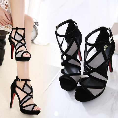 Women Flock Buckle Strap Sandals