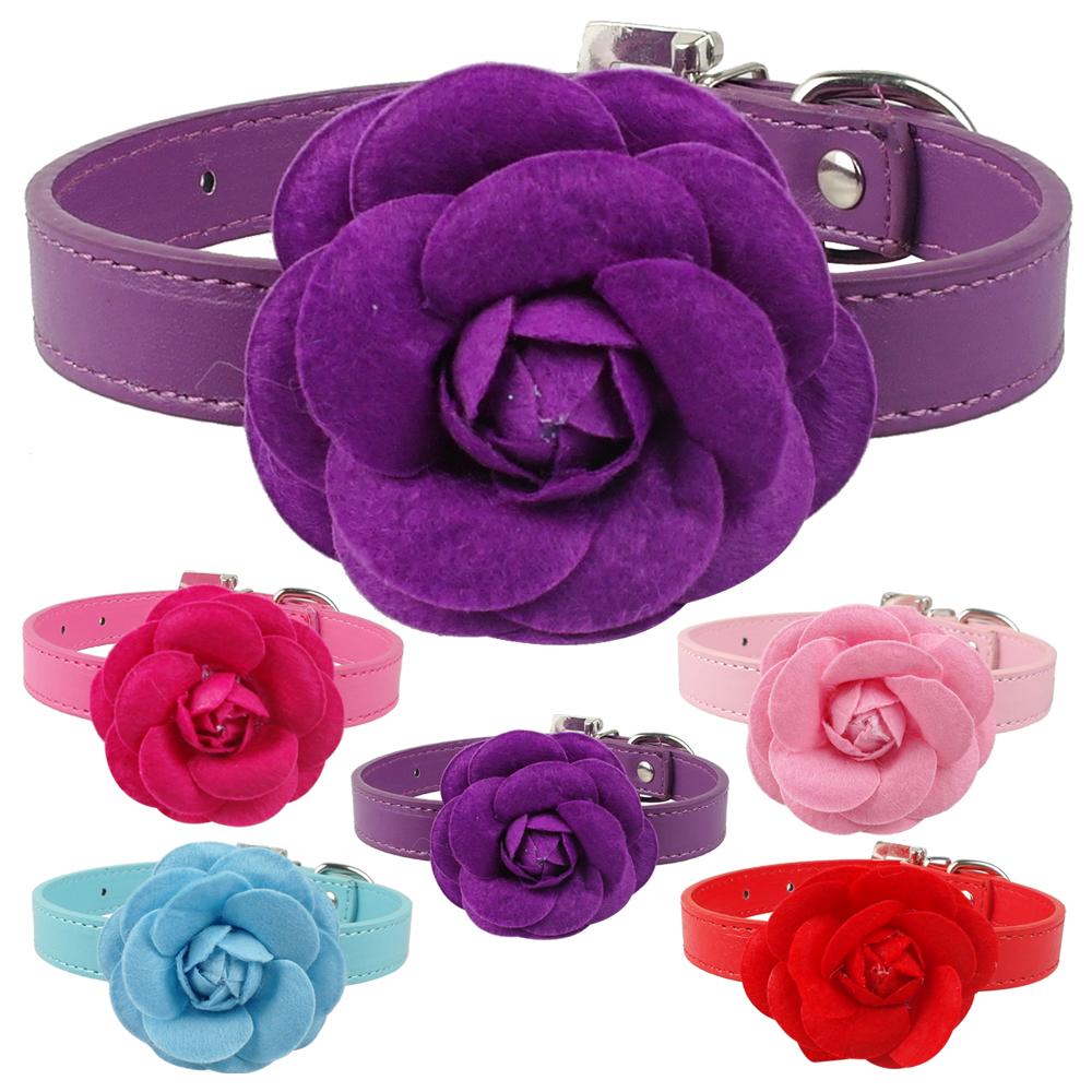 Dog PU Leather Rose Collar
