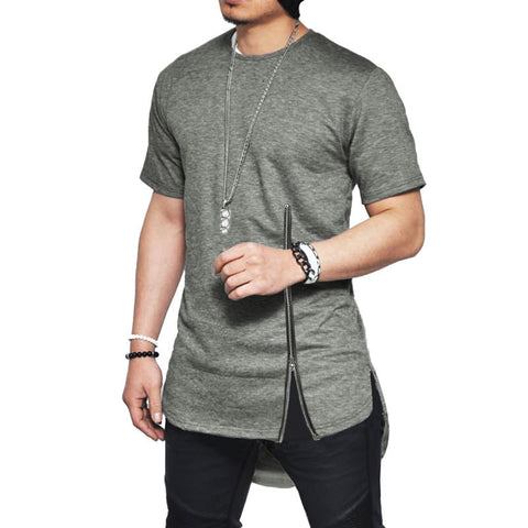 Men Short Sleeve zipper tshirt