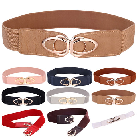 Women Leather Elastic braided Belts
