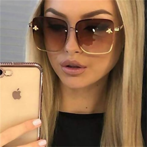 New Oversize Rimless Square Bee Sunglasses