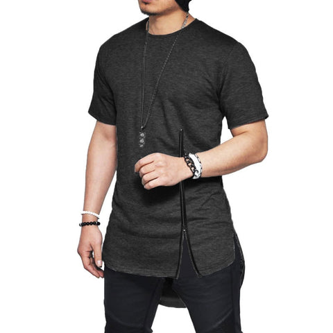 Men Short Sleeve zipper tshirt