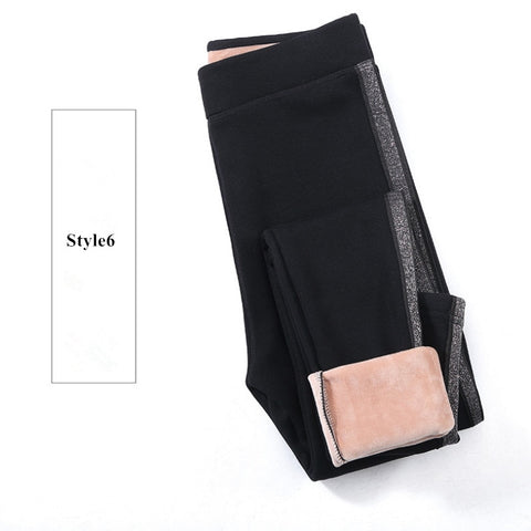 Women Winter Cotton Velvet Leggings Pants