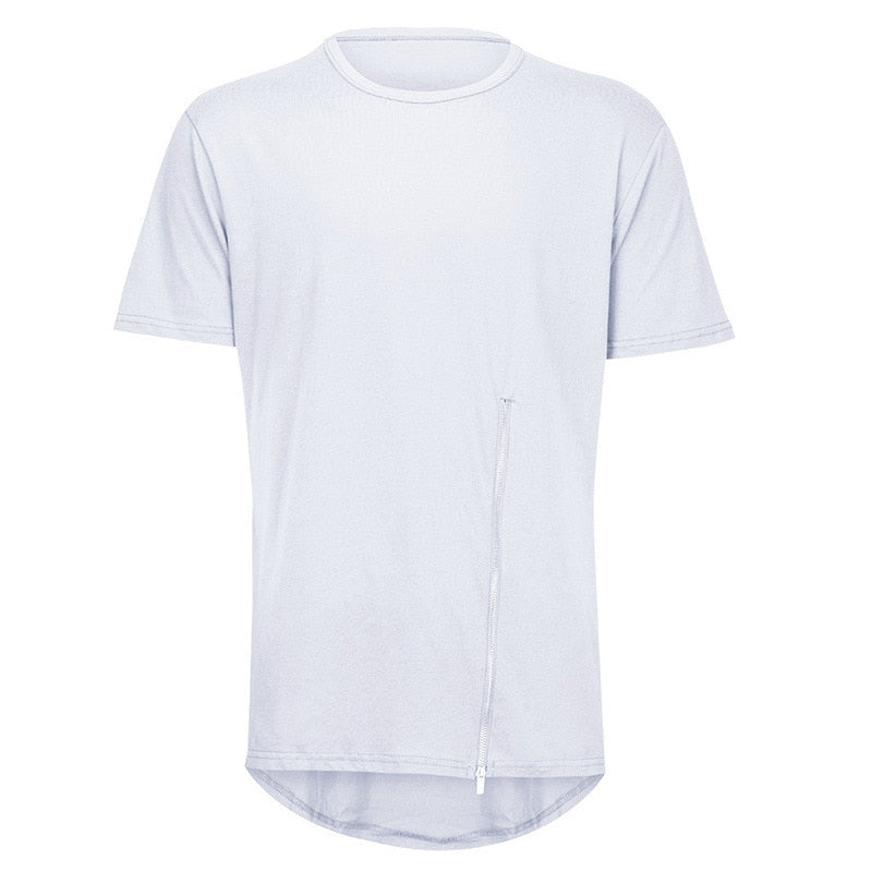 Men Short Sleeve zipper tshirt