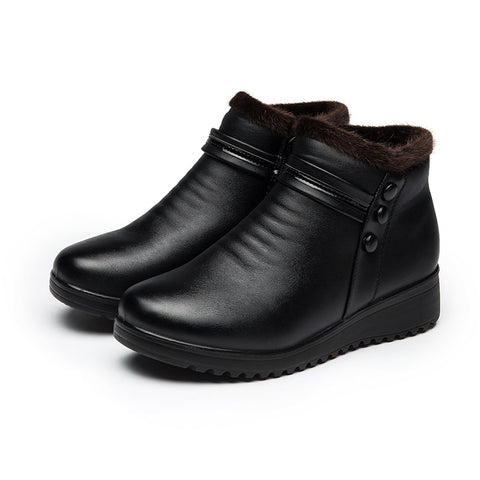 Women Leather Ankle Warm Boots