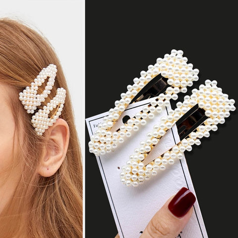Women Handmade Pearls Hair Clips