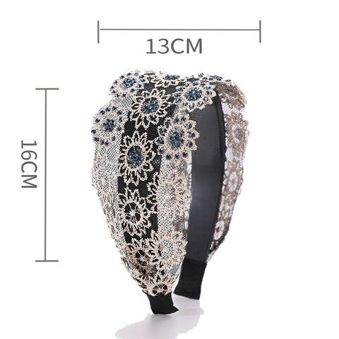 Women Embroidery Flower Wide Headbands