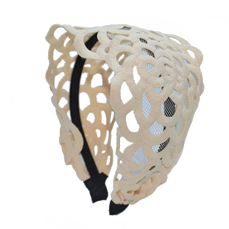 Women Embroidery Flower Wide Headbands