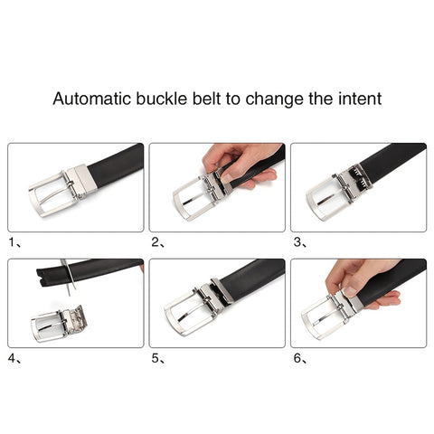 Men Leather Reversible Buckle Belt