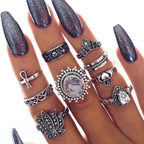 Women Vintage Boho  Figure Rings Sets