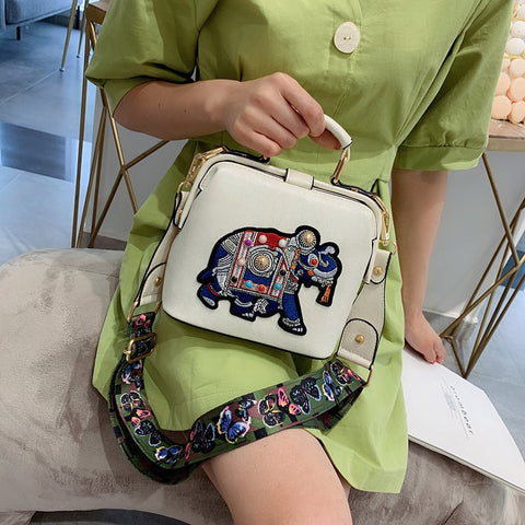 Women Vintage Embroidery Elephant Bag