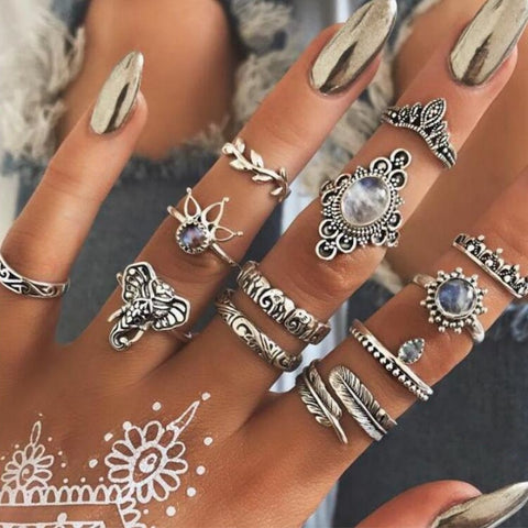 Women Vintage Boho  Figure Rings Sets