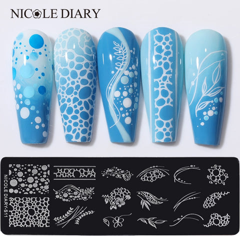 Nail Stamping Plates Flower Leaf Line Design Stamp