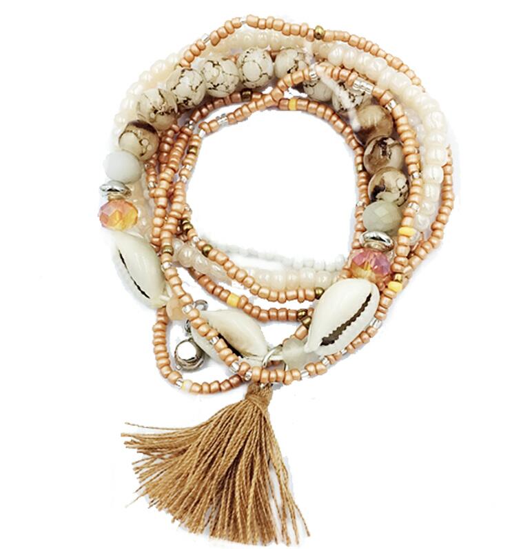 Bohemia  Beaded Shell Bracelet Set