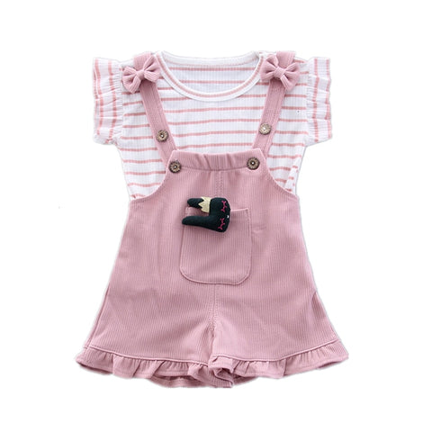 Cute Girls Casual T-Shirts Bib Shorts